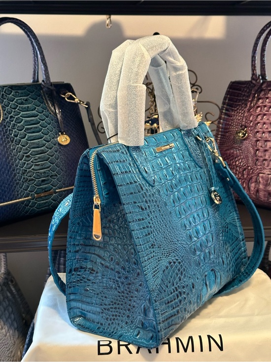 Brahmin Handbags - Sale Today! Brahmin Vibrant Azure Large Caroline Teal Leather Tote